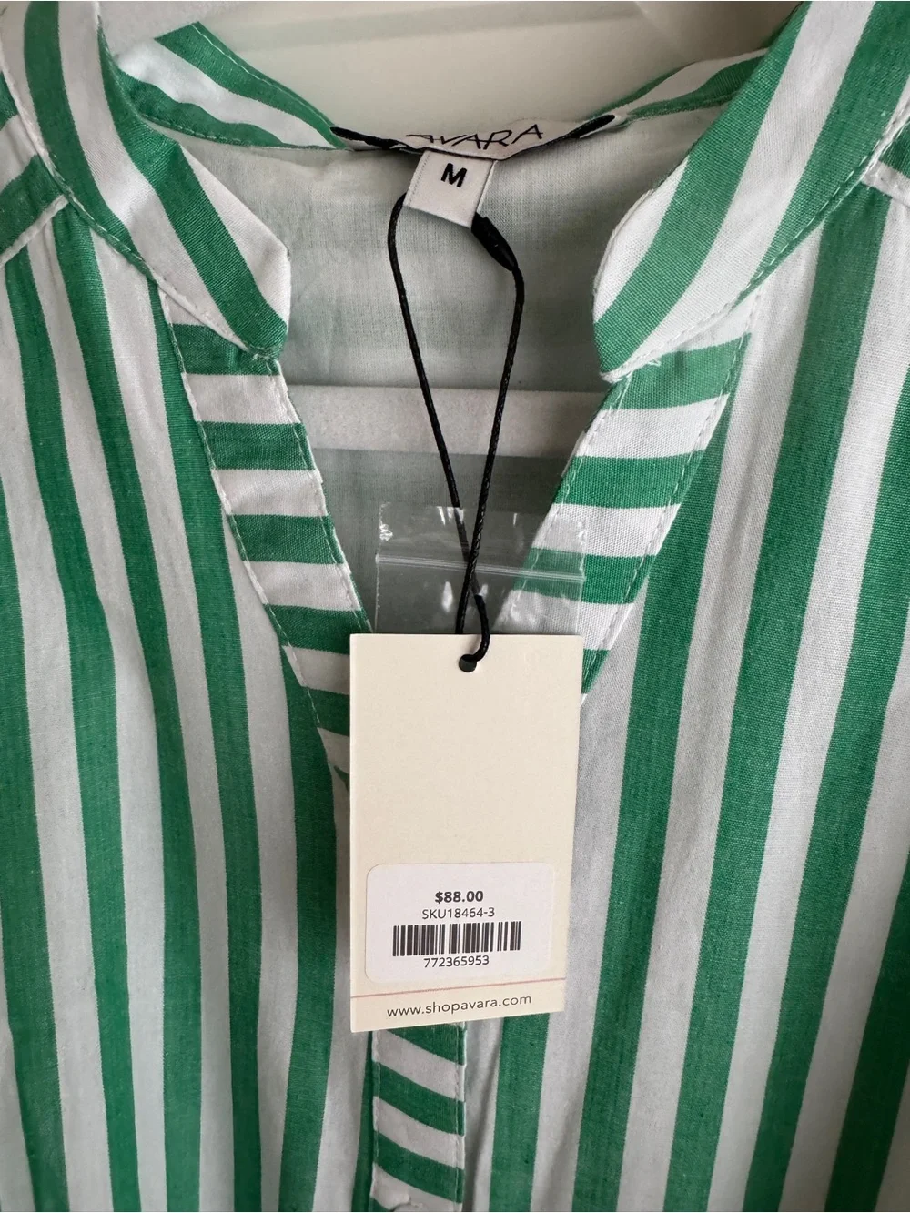 NWT Avara Erica Green Striped Button Front Belted Dress Size Medium - Picture 9 of 10
